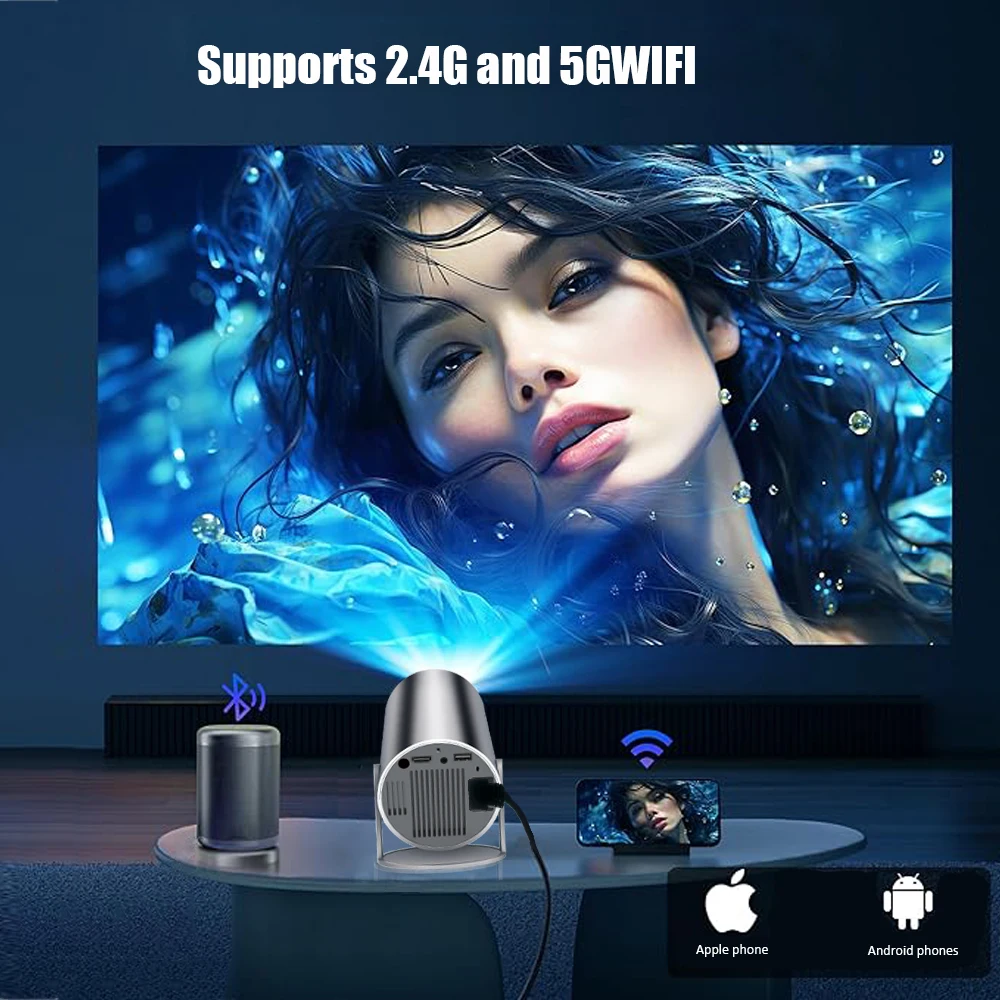 Portable Projector DITONG HY300 Plus HD 4K 1280x720P Android 11 Wifi6 LED Video Home Theater Cinema Phone mini Proyector Movie