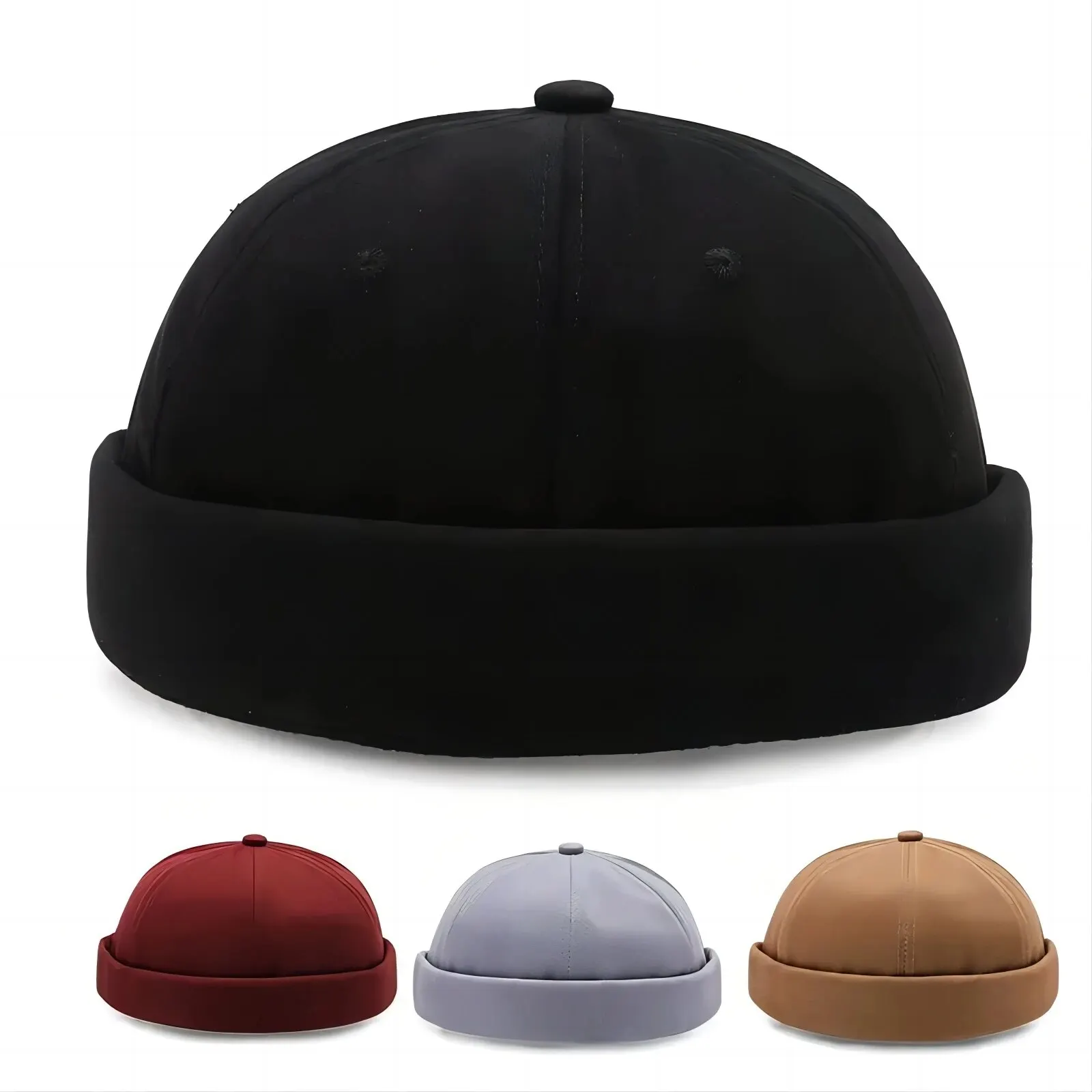Fashion Brimless Caps Vintage Dome Hat Fashion Beanies Cotton Adjustable Unisex Men Women Hip Hop Hats Versatile Melon Skin Cap fashion beanies,cotton beanie,melon cap