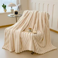 Couverture Multifonctionnelle en Flanelle Rayée Épaisse et Large, Peut Servir de Drap, Couverture de Lit, Couverture de Canapé ou Couverture de Sieste Cama Sofá Siesta Dormitorio Sala de estar Viaje Hogar Flanelle Épai 3