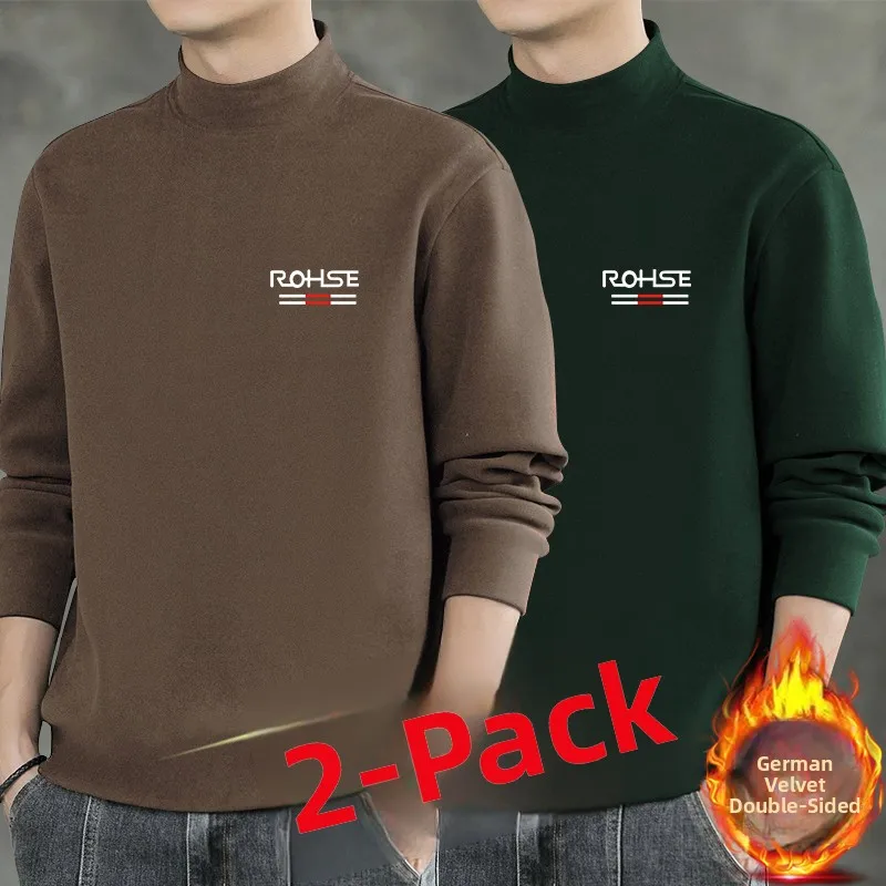 2 pieces of half turtleneck [rq] brown + dark green