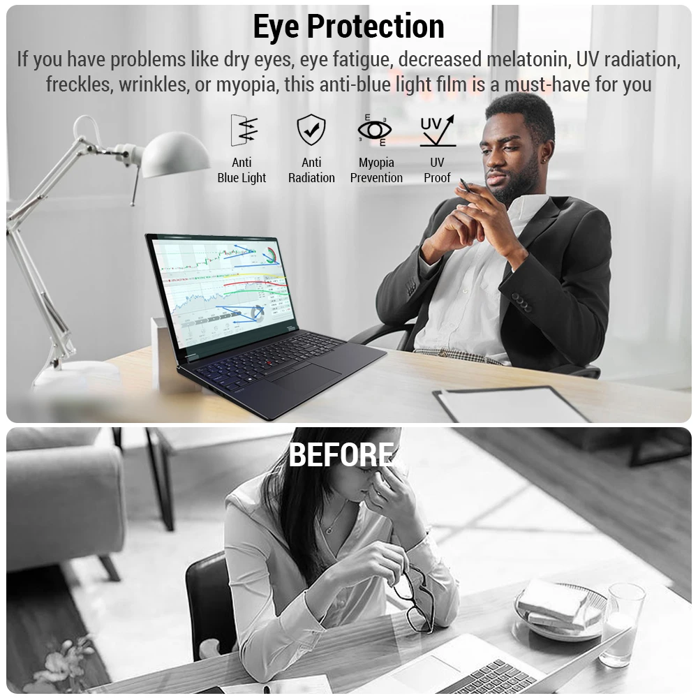 Laptop Screen Protector Laptop Magnetic Blue Light Blocking Screen Protector High Transmittance/Anti UV Glare Blue Light Filter High Adsorption
