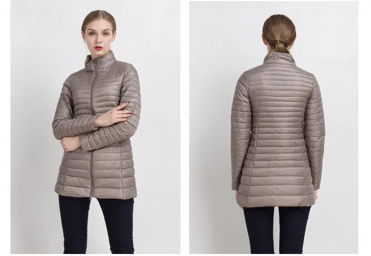 nova gola de outono pato para baixo casaco puffer ultra leve fino longo para baixo jaqueta portátil feminino casaco inverno chaquetas mujer