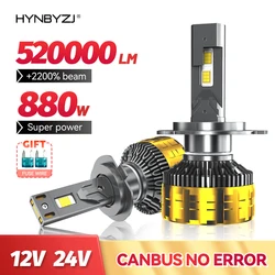HYNBYZJ 880W H7 LED Headlights Canbus H1 H3 H4 H11 9012 HIR2 H8 H9 9005 9006 9007 HB3 HB4 520000LM 6000K 7585 CSP Chips