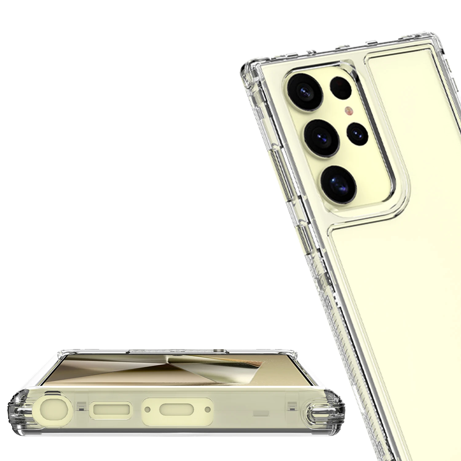 Versatile 3-in-1 Shockproof Armor Phone Case with Transparent Acrylic Back