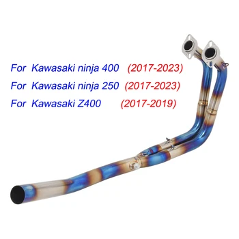 Escape Motorcycle Exhaust Front Connect Tube Headers Pipe Titanium Alloy Exhaust System For Kawasaki Ninja 400 250 2019-2023