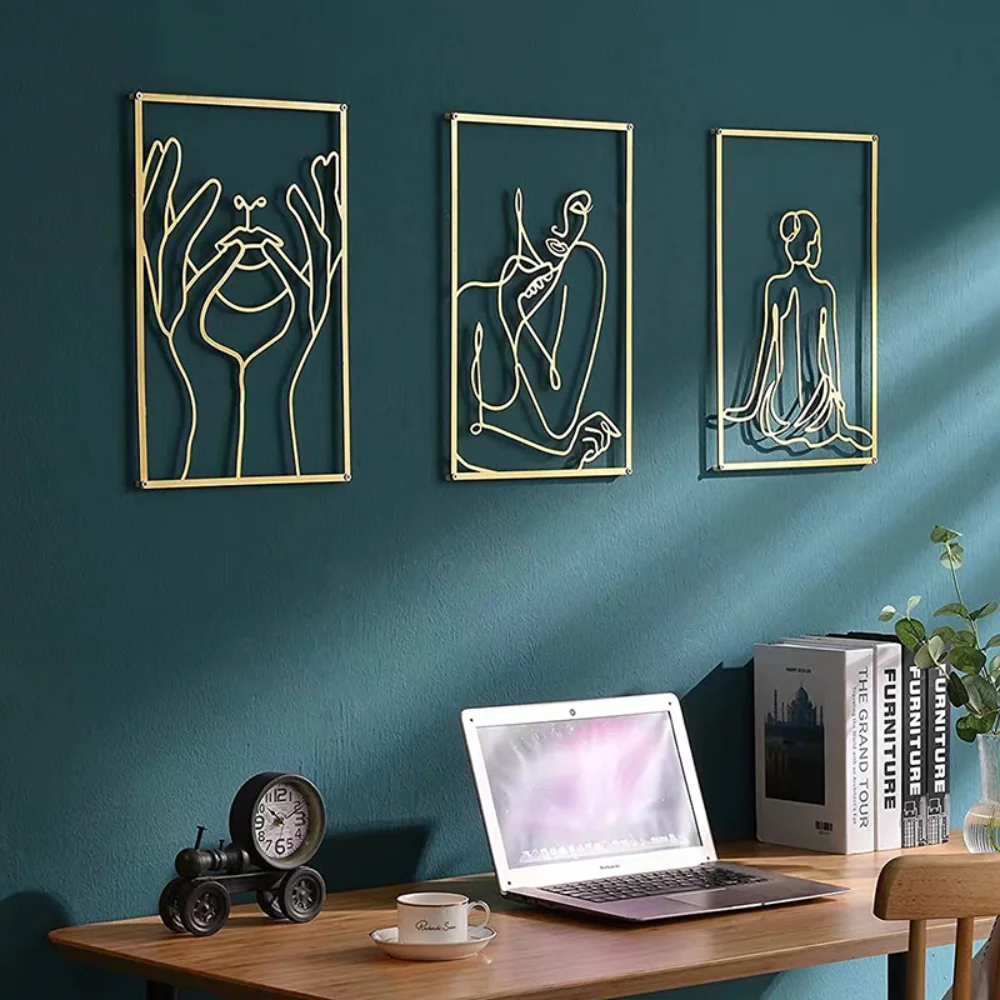

Metal Wall Hanging Abstract Line Crafts Stickers Decoration Exquisite Nordic Home Macrame Ledges Living Room Accessories Gifts