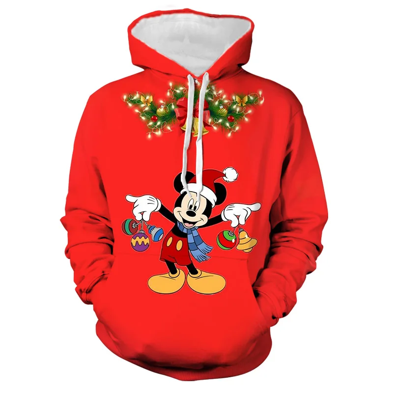 

New Christmas Collection Hoodie Street Style Men's Fall Long Sleeve Disney Brand Stitch and Mickey 3D Printed Casual Sweatshirt