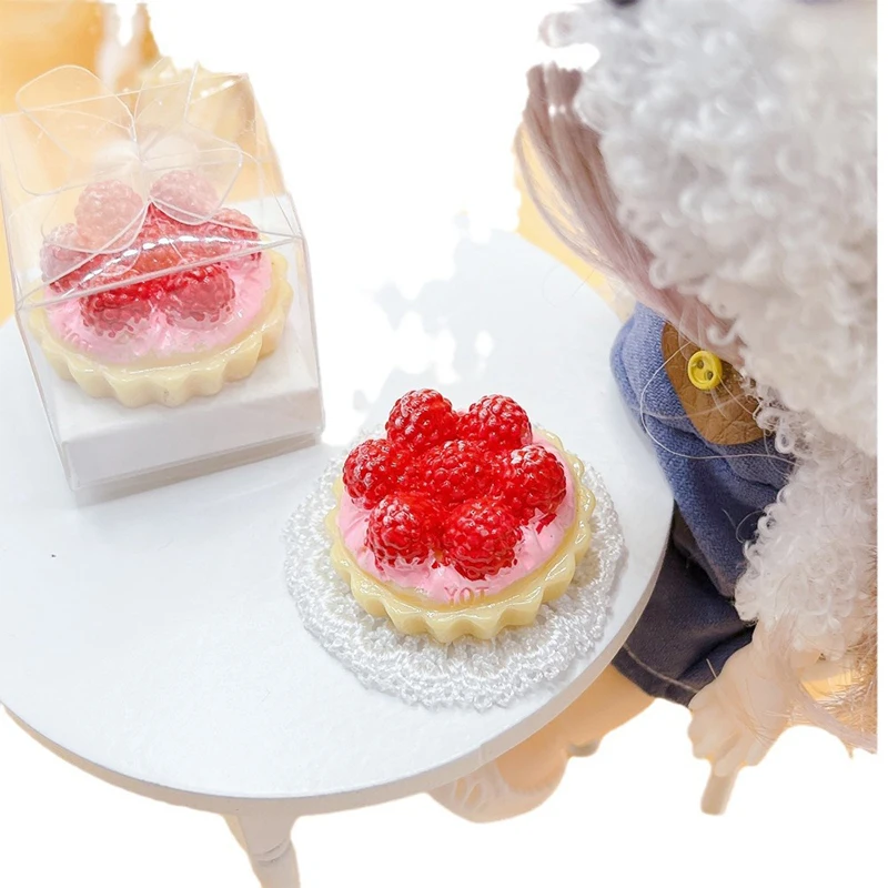 1/12 Scale Dollhouse Cake with Box DIY Dessert Miniature Food for Doll Accessories Toy Cute Home Decor Kids Pretend Play Toys 3