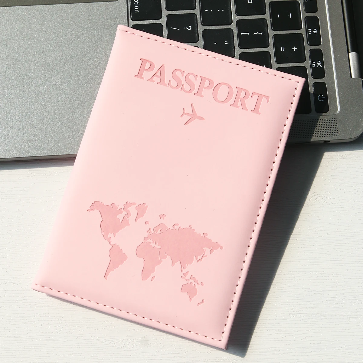 Sleek Map PU Leather Passport Holder - Essential Travel Accessory