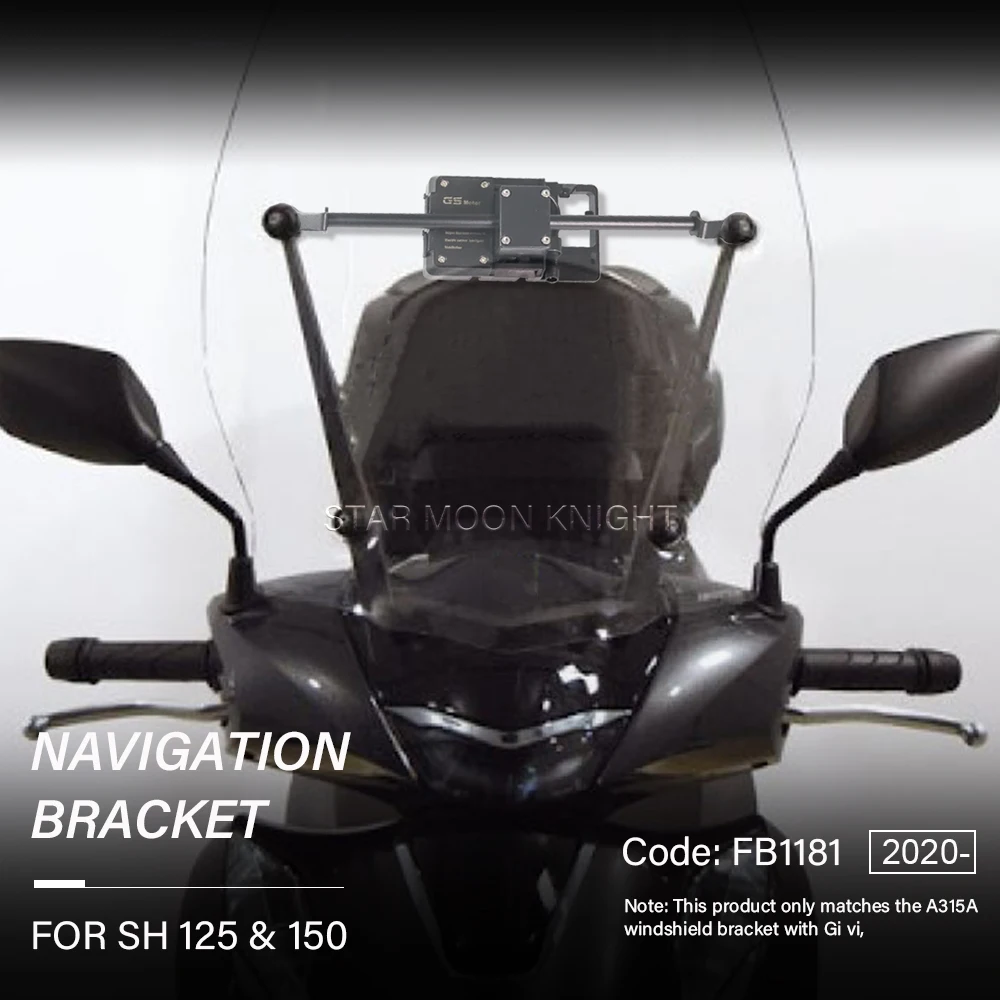Codice Moto: Fb1181 Per Honda Sh125 Sh150 Sh 125 150 2020-Supporto Per Parabrezza Con Staffa Per Piastra Di Navigazione Per Telefono Gps