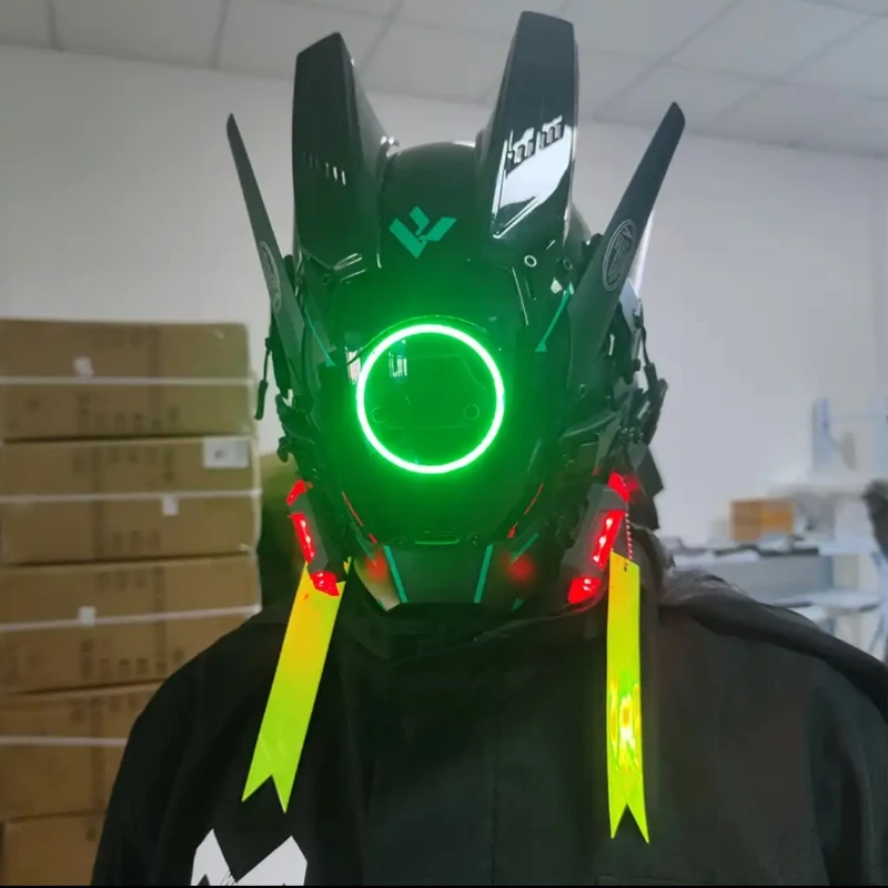 Cyberpunk Mask Led Hair Festival Halloween Christmas Cosplay Helmet Party Gift For Adults