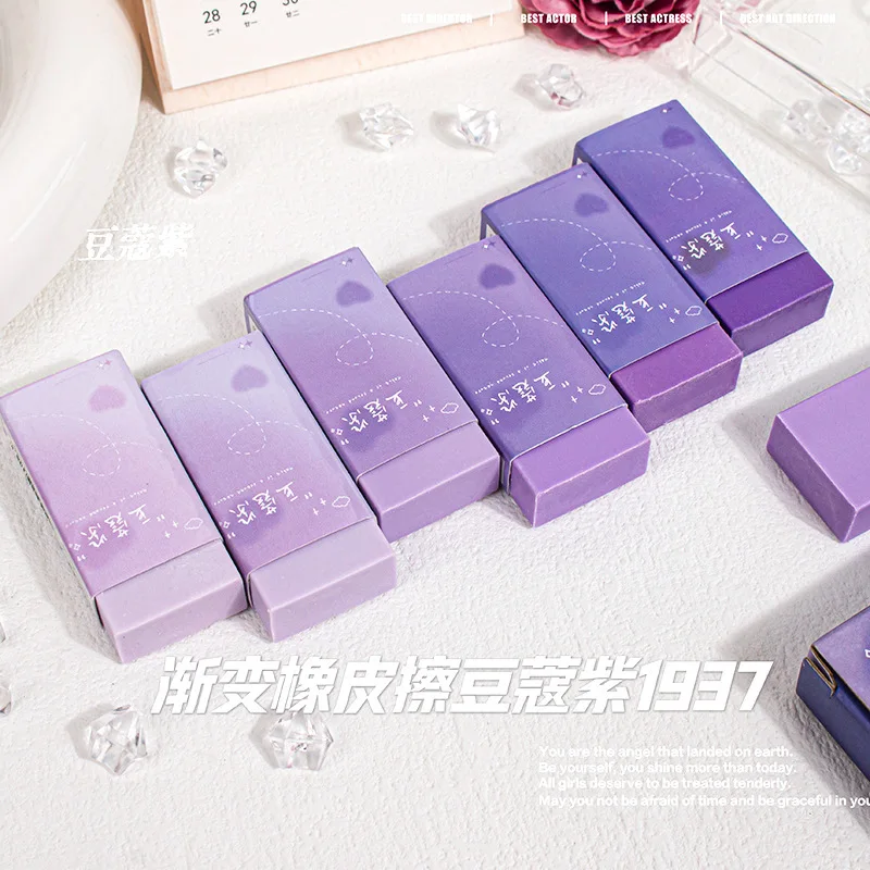 6 pz/set gomme da cancellare a colori sfumati semplicità gomme da cancellare a matita tinta unita per bambini ragazzo ragazza carino studente forniture ritorno a scuola - immagine 4