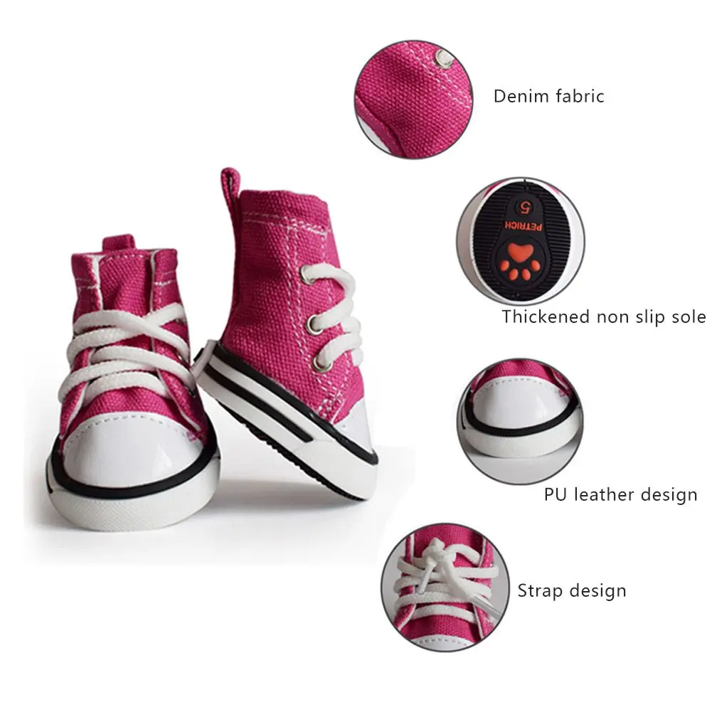Title 7, Pet Shoes Non-slip Anti-drop Tether Denim Canva...