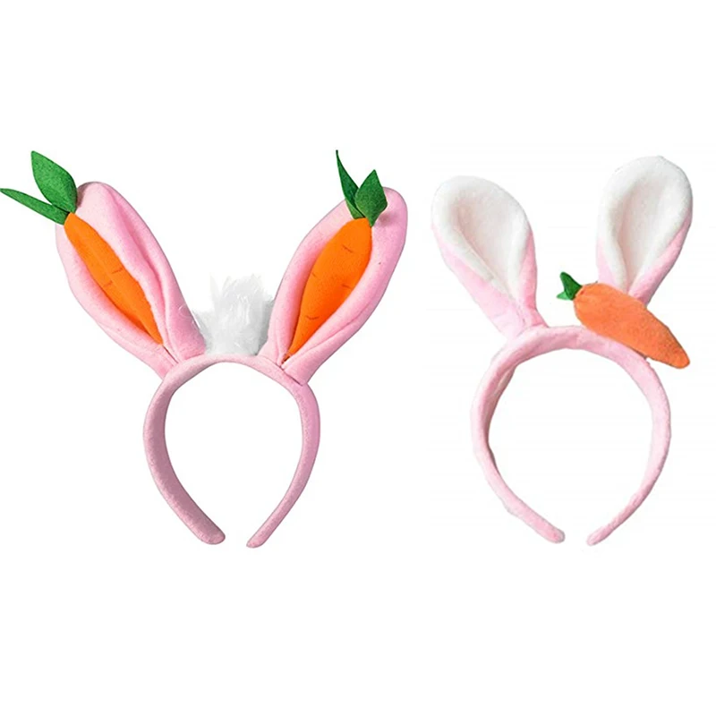 Easter Bunny Ears And Carrot Headband Set-Adorable Easter Bunny Costume Hair Accessories For Kids & Adults, Perfect For