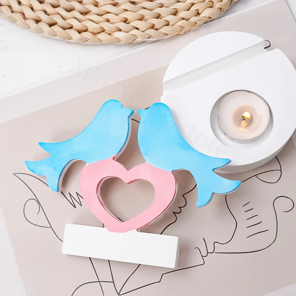 Silicone Mold Love Bird Candlestick Mold for Home Decor