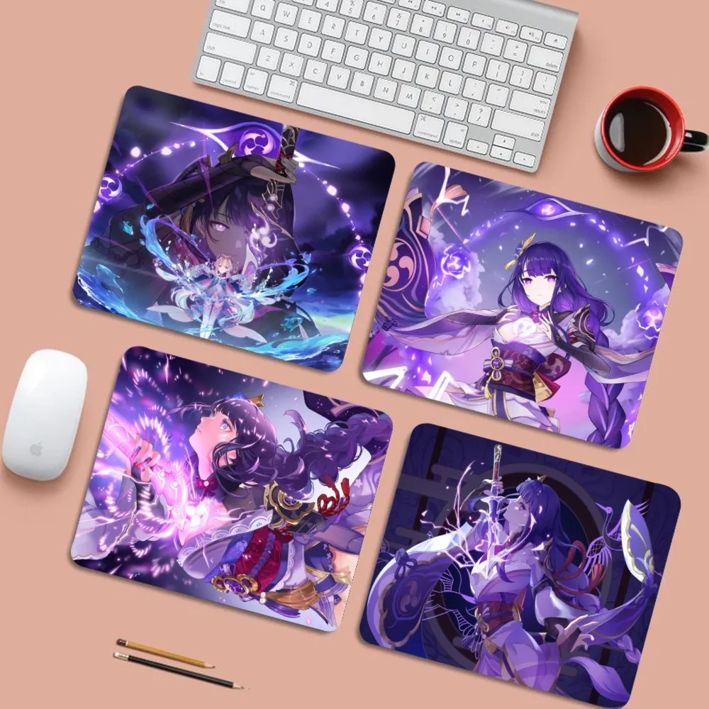 

raiden shogun genshin impact Mousepad 25x29cm Small Table Mat Student Computer Keyboard Games Pad Desk Mat for PC Gamer Mousemat
