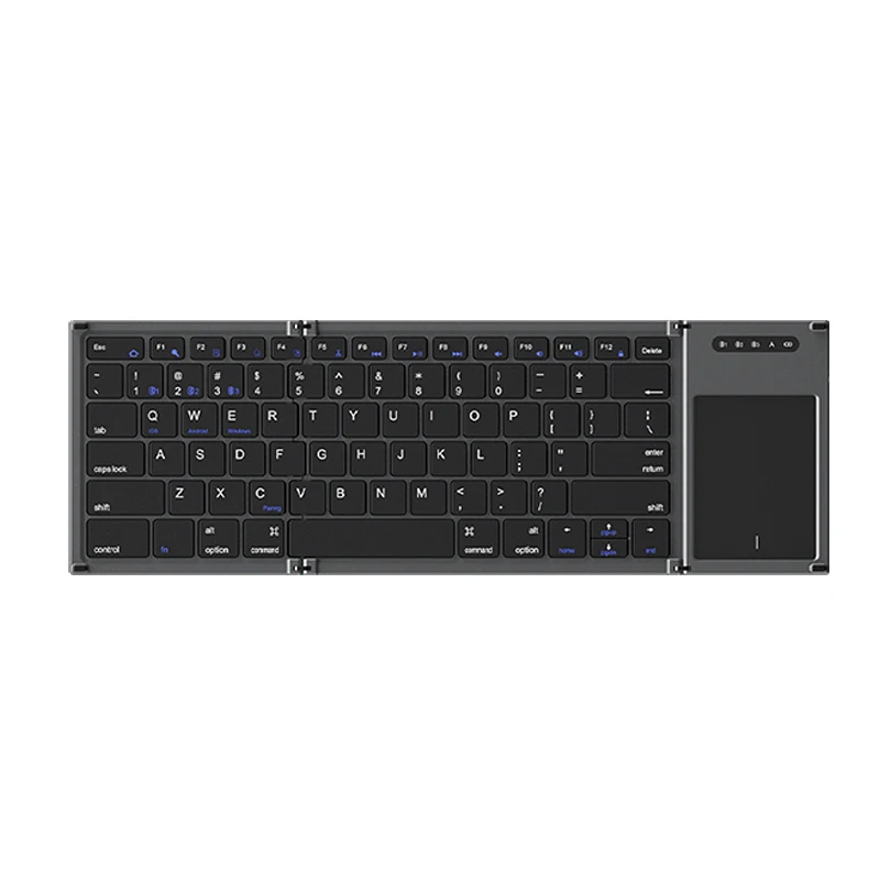 Folding Mini Wireless Bluetooth Keyboard English Russian Spanish Arabic Hebrew Portugues With Touchpad for Windows, Android, IOS