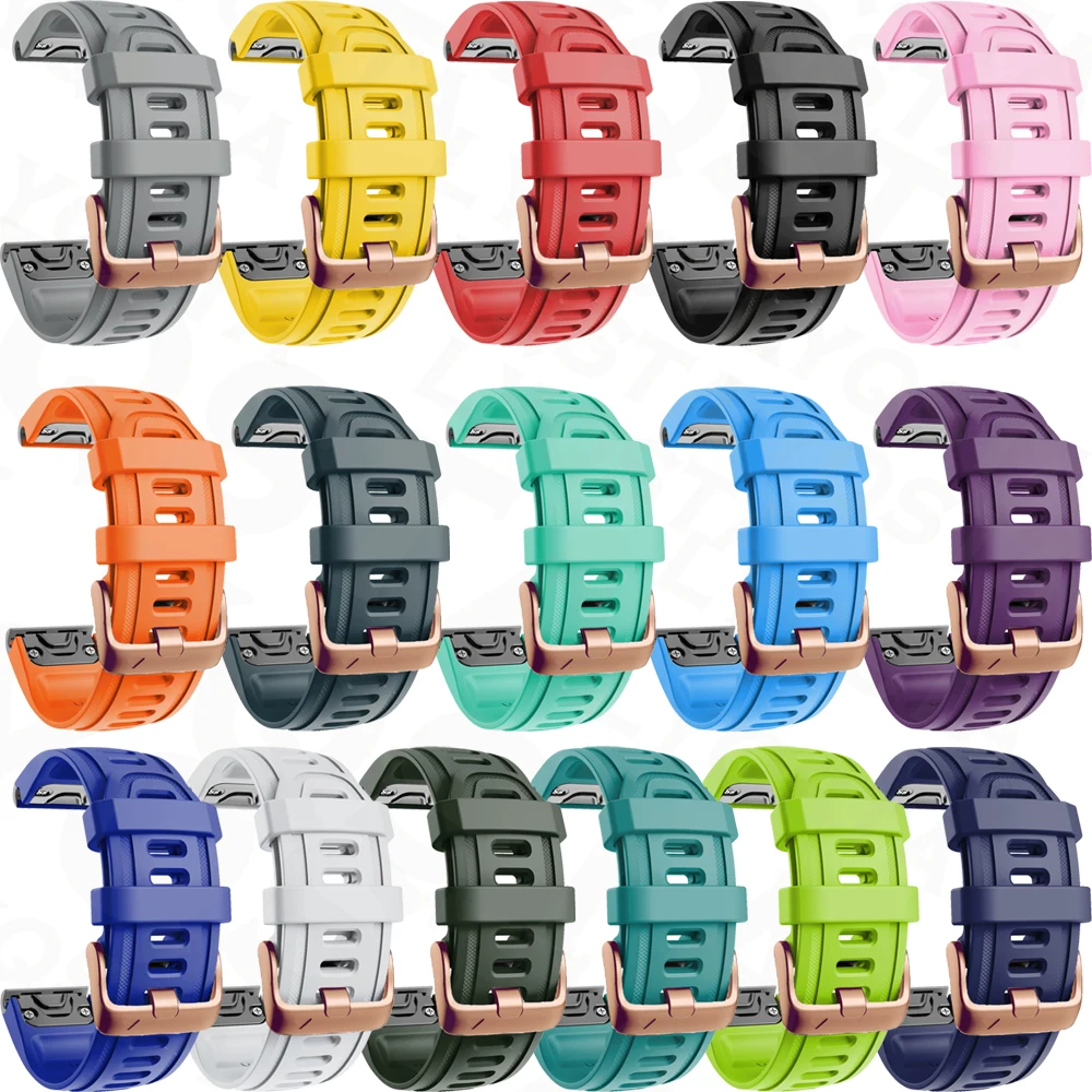 Rose Gold Buckle 20mm Silicone Smartwatch Band