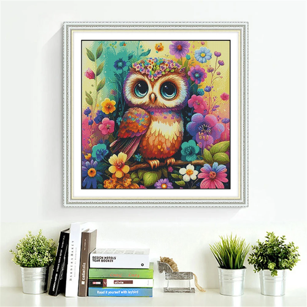 Embroidery Kits Owl Animal DIY Gift Printed Canvas Needlework Painting Cross Stitch Flower Home Decoration 11CT 14CT