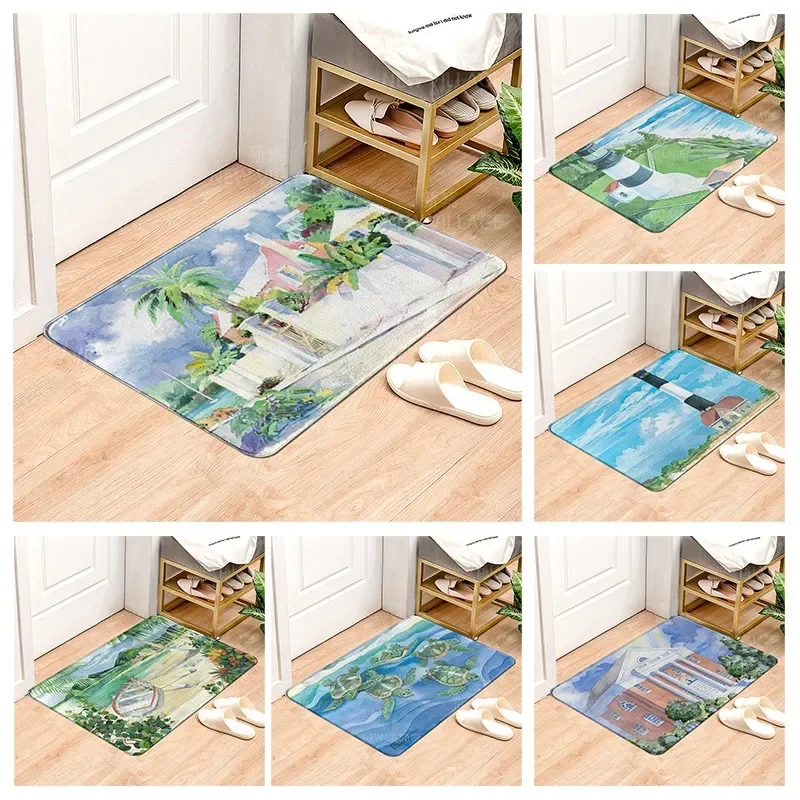 

Hawaiian style non slip shower mat bathroom carpet home decoration floor mat kitchen bedroom living room soft absorbing door mat