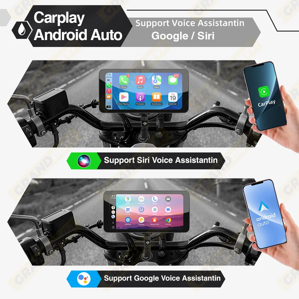 Schermo da 6,5" per moto Carplay Navigazione per moto Cruscotto digitale portatile Motobike Android Auto Monitor BT impermeabile - Image 3