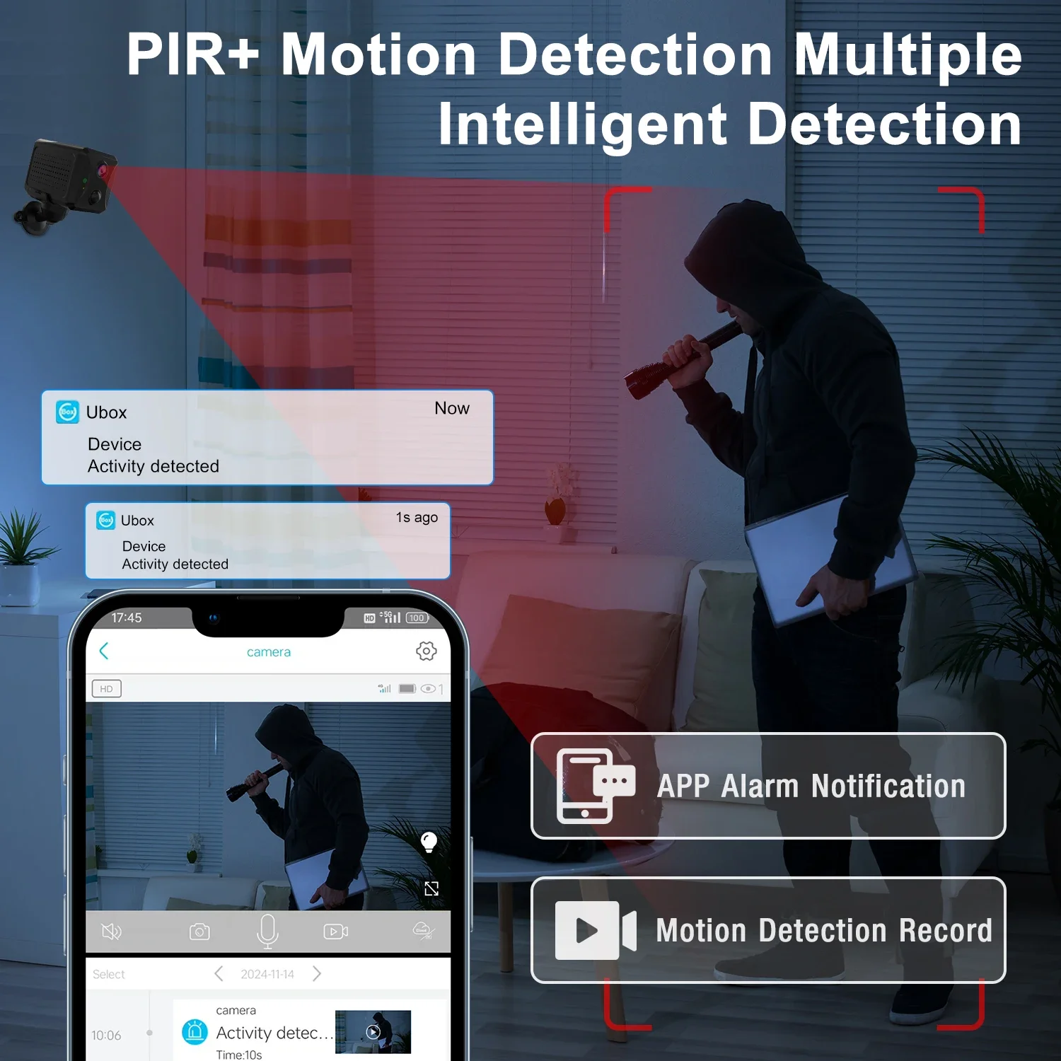 Ubox 5MP HD Mini Camera 4G Sim WiFi CCTV Security IP Camera PIR Motion Detection Wireless Home Outdoor Surveillance Camera 5