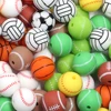 5pcs Silicone Water Transfer Basketball Volleyball Tennis Ball Football Color Beads For DIY Jewelry Making Bracelet Necklace 3