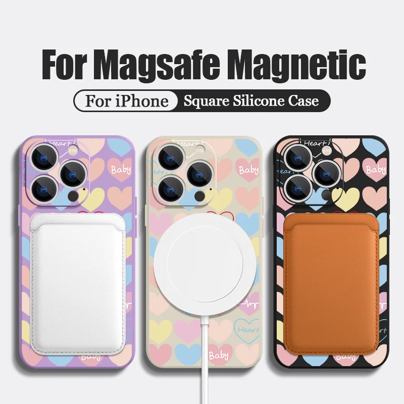 Magnetic Love Heart Case with Built-in Metal Plate and Lanyard