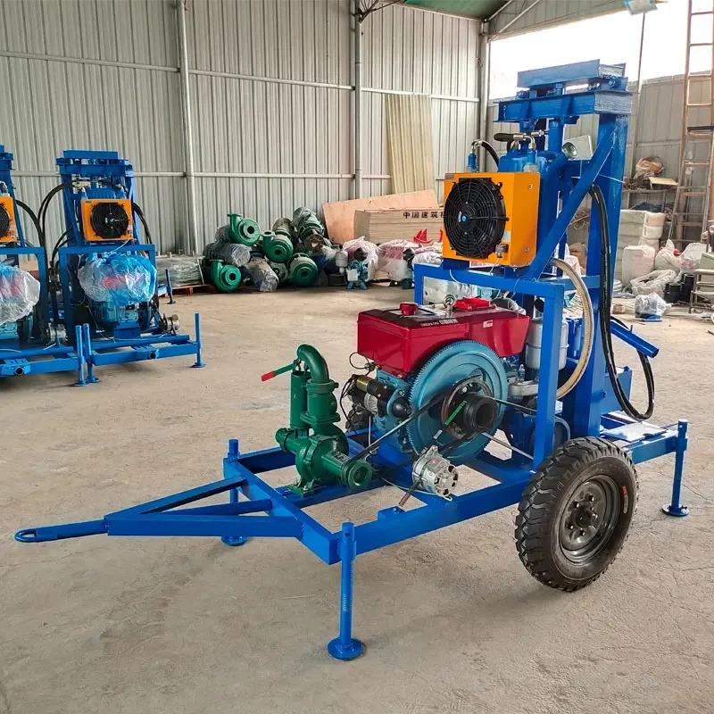 Powerful 22HP Diesel Engine Hydraulic Water Well Drilling Rig Machine With Wheel Trailer 4