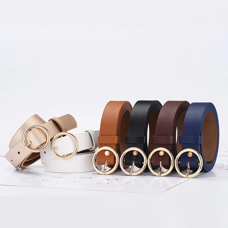 

2024 New Women's Round Button Belt Korean Edition Round Ring Women's Dress Coat Belt Youth Student Decorative Pant Belt
