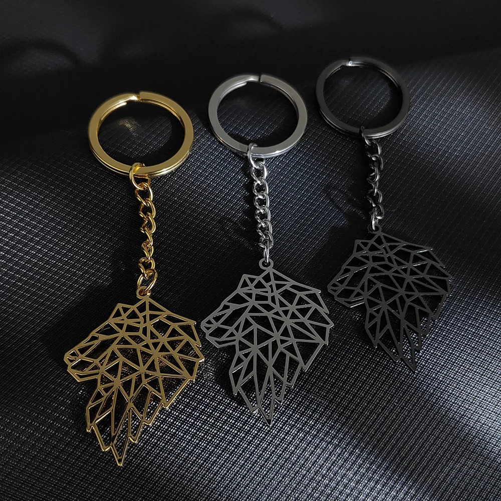 1 Pz Moda Acciaio Inossidabile 2024 Nuovo Punk Animale Re Testa Di Leone Ciondolo Portachiavi Colore Oro Gioielli Di Compleanno Regalo All'Ingrosso