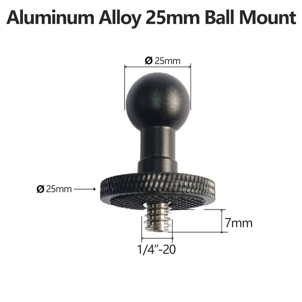 2PCS 17/25mm Aluminum Alloy Ball Mount with 1/4-20 Threaded Stud Adapter for GoPro 13 12 11 10 9 insta360 DJI OSMO Action Camera