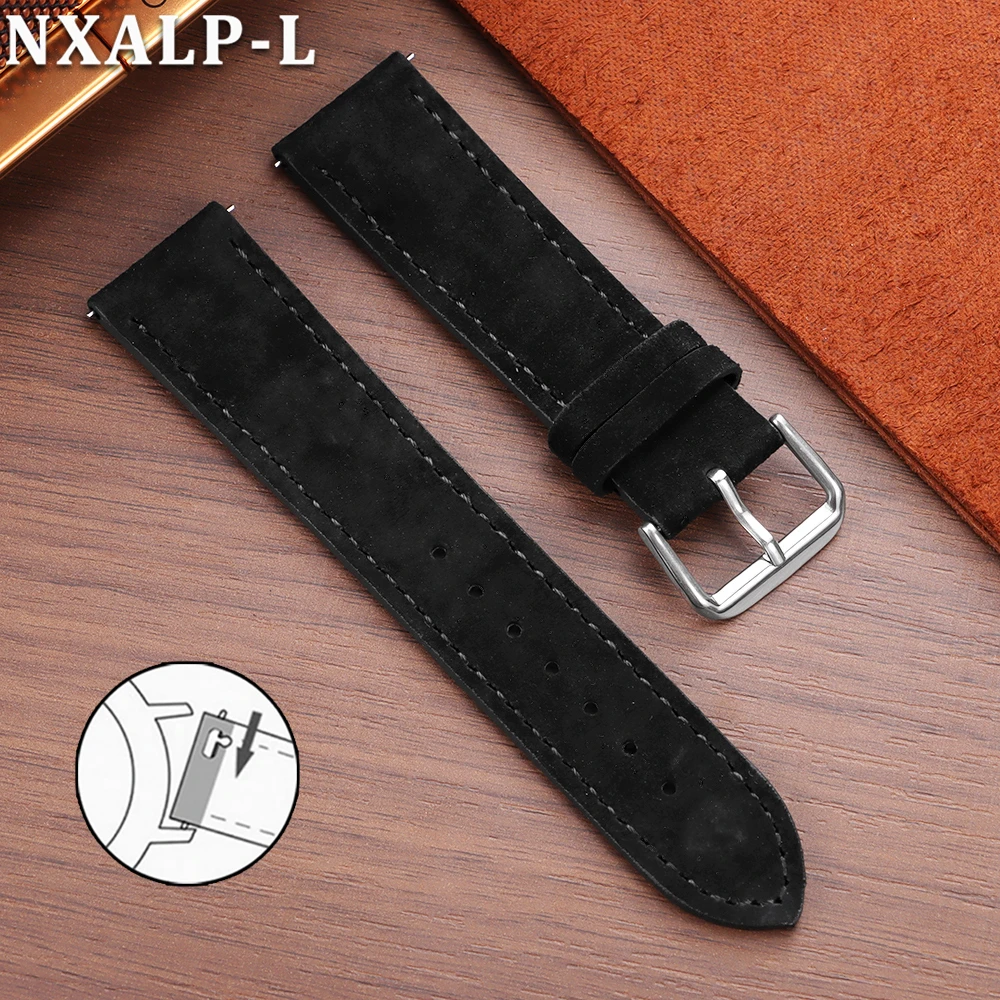 Vintage Brown Suede Cowhide Quick Release Watch Strap