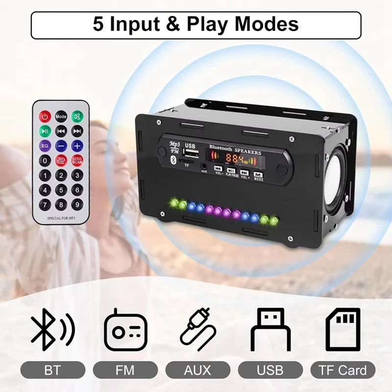 DIY Bluetooth Speaker Kit LED FM Radio USB Home Sound Amplifier With Digital Display Soldering Project Practice