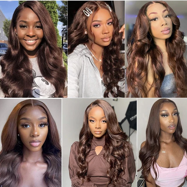 Chocolate Brown Body Wave Lace Front Wig Transparent 13x6 HD Lace Frontal Wigs Preplucked Colored Human Hair Wigs 4x4 5x5 13x4 5
