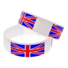 1 PC One Inch Wide British Flag Silicone Wristband Sport Rubber Bracelet White Bangle 2