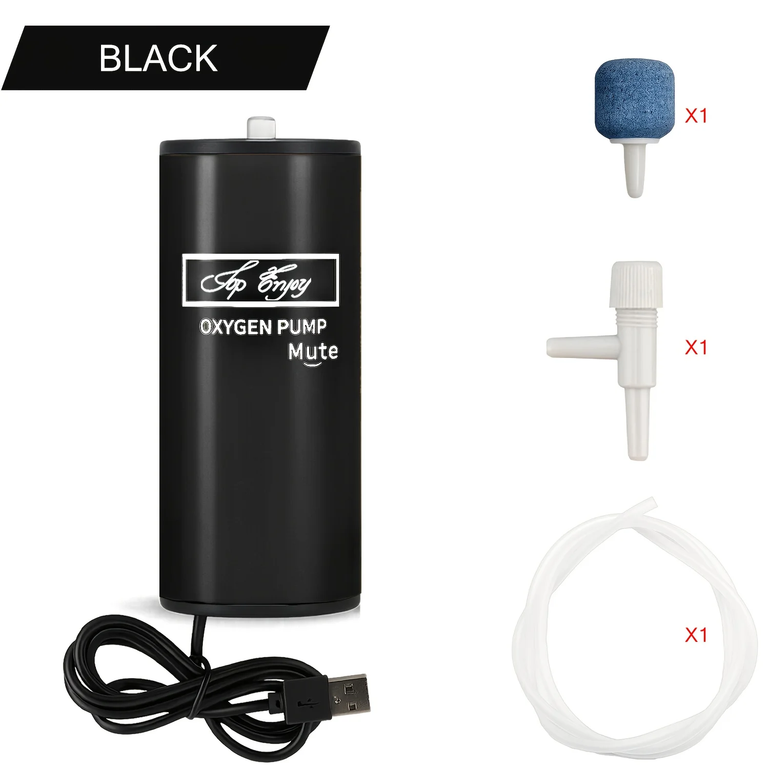 Super Silent Oxygen Pump with USB Power Supply and Filter for Aquariums