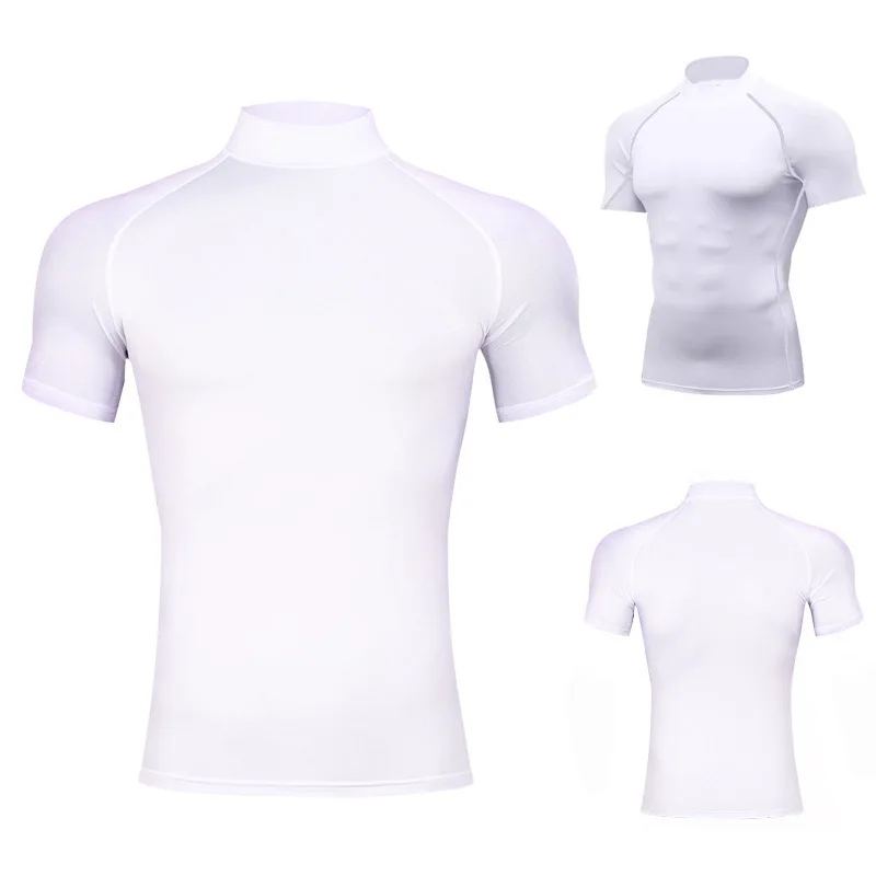 1pcs Men T-Shirts Running Shirt Boys Basketball Shirts Men's Jersey Sportswear Mens Jogging Quick Dry Mock Neck Fitness Tops 2
