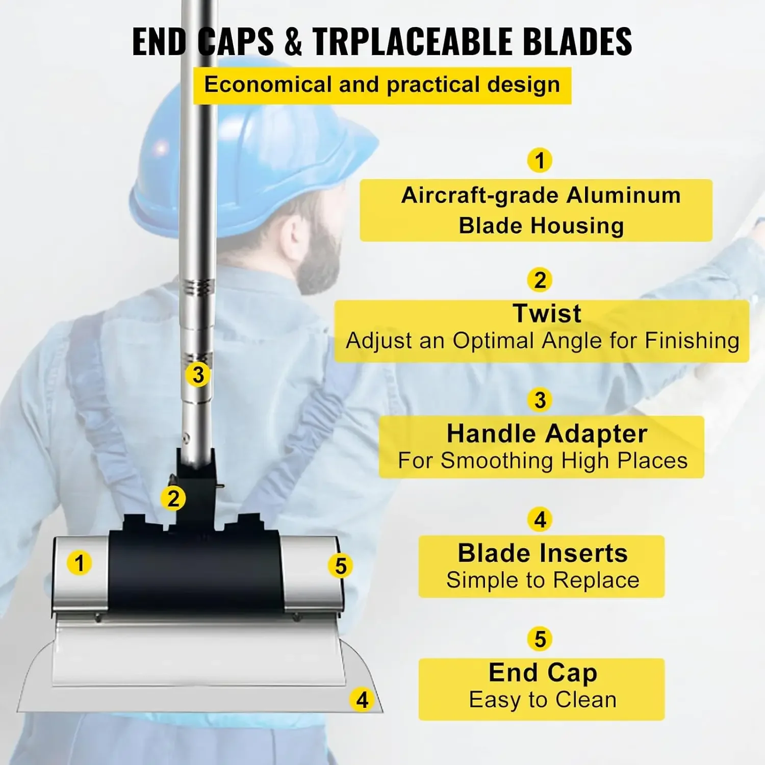 Skimming Blade Set,10"+24"+32" Blades + 35"-78" Extension Handle，European Stainless Steel Construction Knife, Aluminum Blade Pro 5
