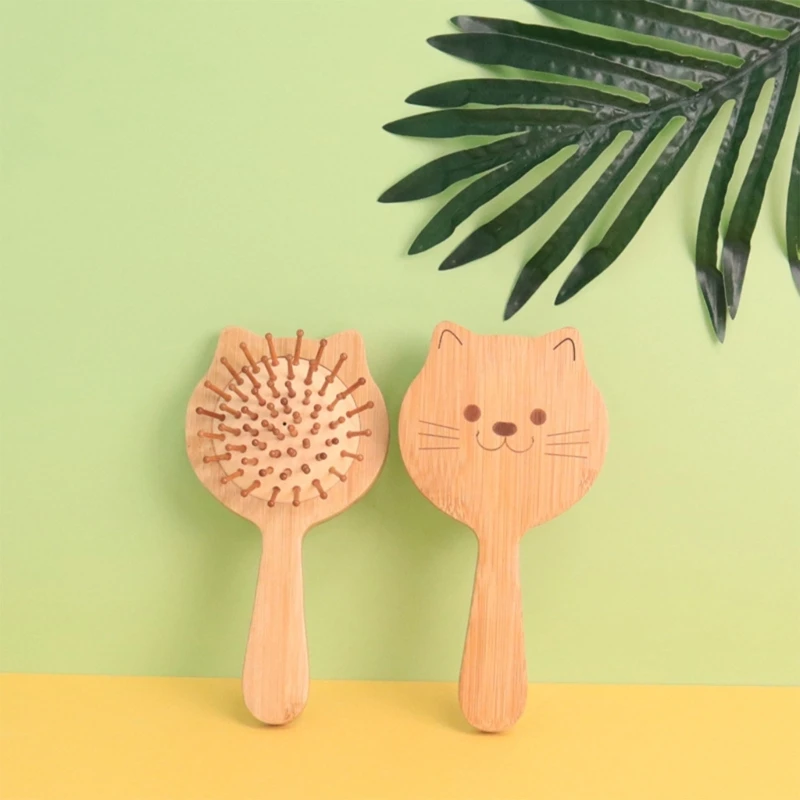 Baby Cradle Caps Brush Soft Hair Brush Hair Comb Bamboo Travel Styling Comb for Toddler Bath Massager