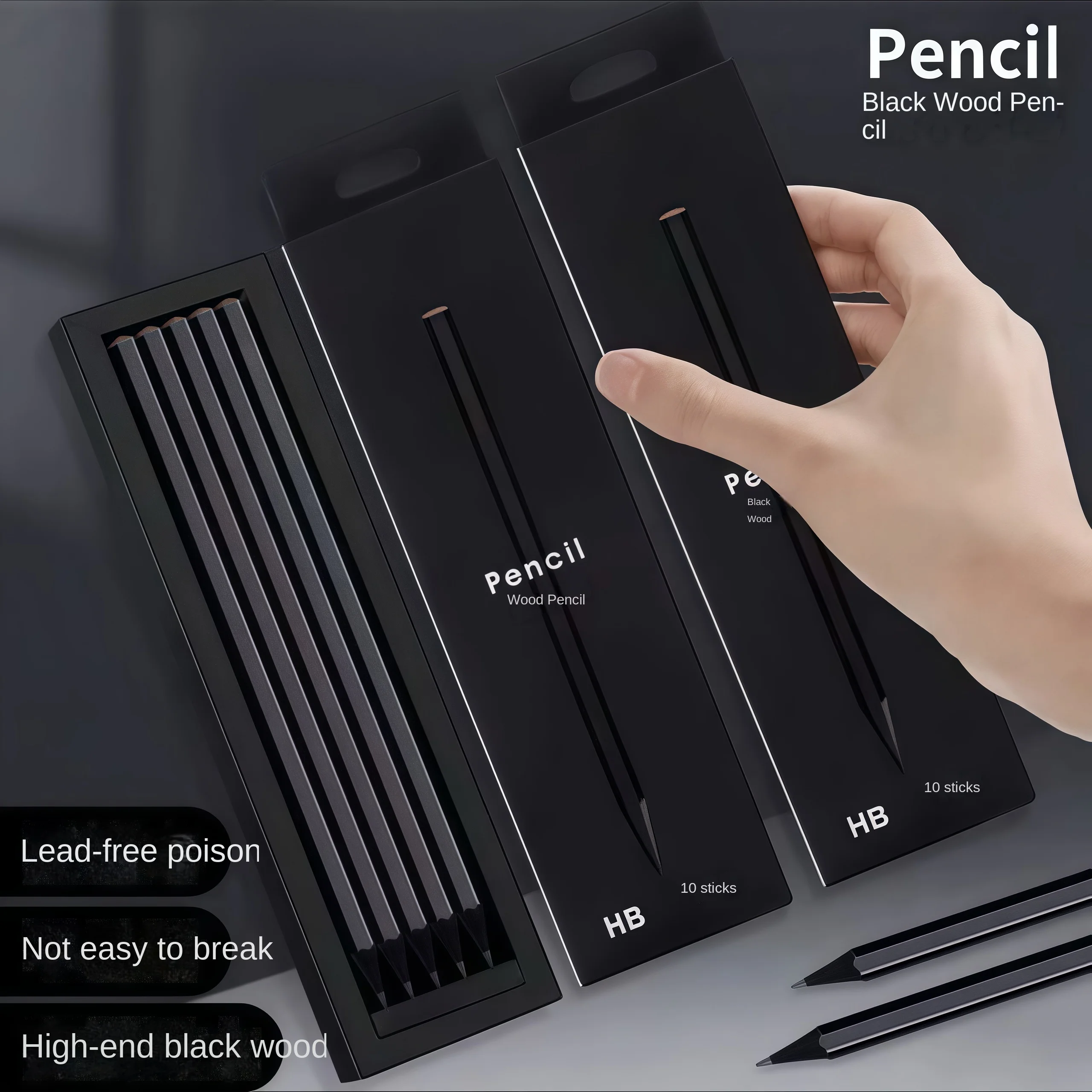 10/20/30pcs/set 2B HB Wooden Lead Pencils Black Wood Graphite Pencil Set Wood-Cased Pencils for Office School Writing Supplies - 3