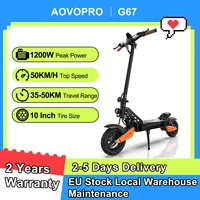 Trottinette électrique AOVOPRO G67 1200W, capacité de la batterie 48V13.5AH, autonomie de 35-50KM, trottinette électrique tout-terrain, pneus gonflables de 10 pouces 1