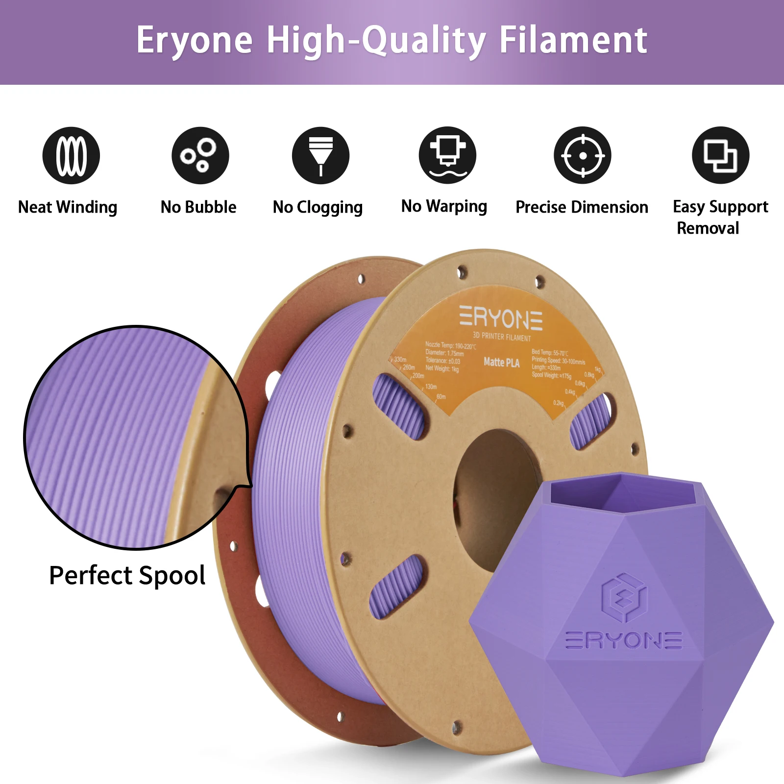 ERYONE promozione Matte PLA filamento 1KG bobina 1.75mm di alta qualità per stampante 3D nuovo arrivo magazzino d'oltremare veloce nave libera