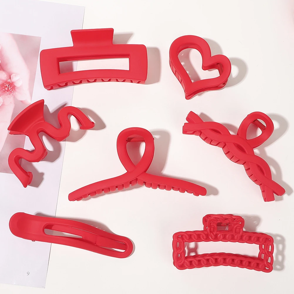 

Fashion Square Matte Hair Claw Clips Large Non-slip Acrylic Small Red Hair Clamps for Women Girls Hair Styling Accessories