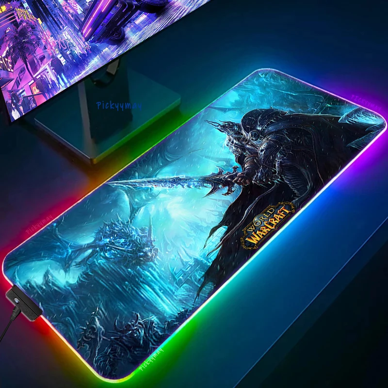 Mundo de Warcraft Led Backlight Gaming Mousepad Gamer Mousepads Rgb Mouse Almofada de Borracha Antiderrapante Deskmats Teclado Esteira de Mesa Wow