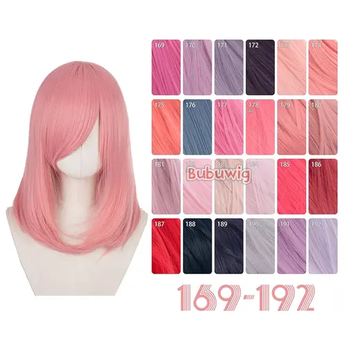 Bubuwig Synthetic Hair Over 100 Colors Fashion Classic 40cm Long Straight Anime Cosplay Wigs Pure Color Black Wig Heat Resistant - Image 20