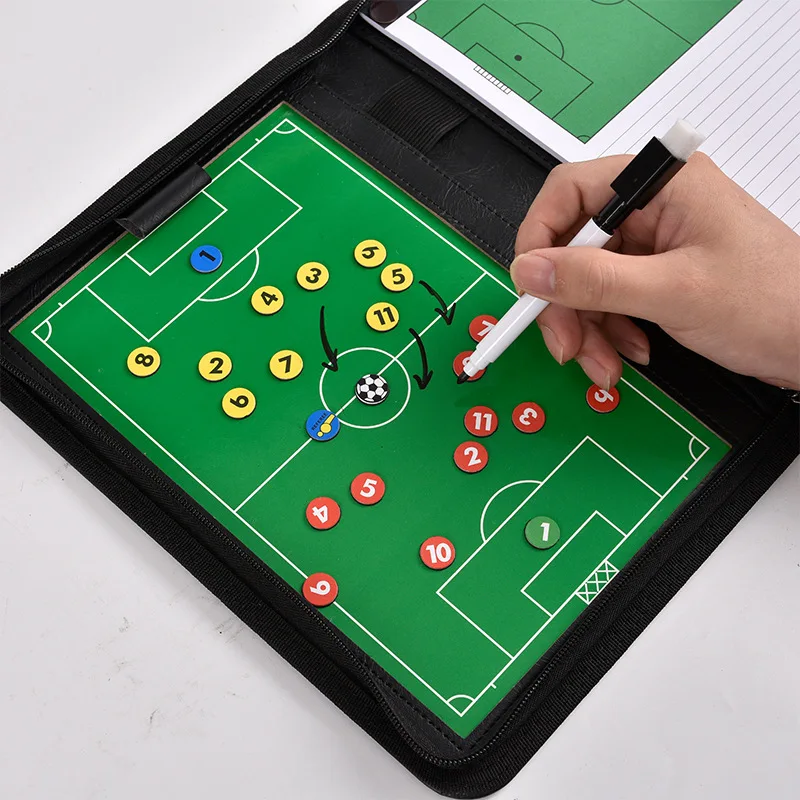 Magnetic Football Tactic Board With Marker Pen Portable Zipper Soccer Coaching Clipboard For Match Training Soccer Accessories soccer tactical board