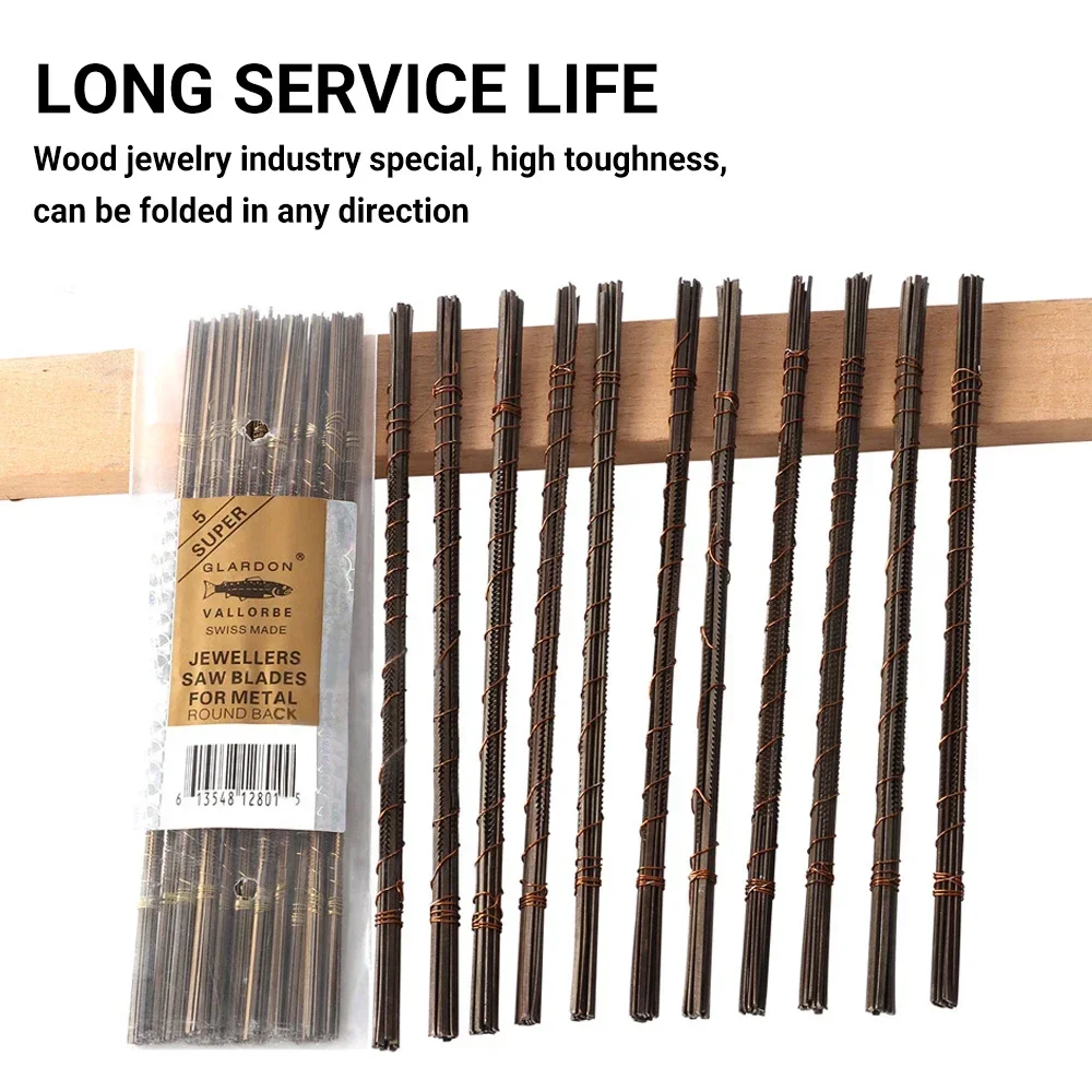 Jewelry Saw Blade Metal Saw Blades Fine Tooth Steel Wire Woodworking U-curve Blades Hand Tools Metal Knives 12 Pcs jewelers saw frame