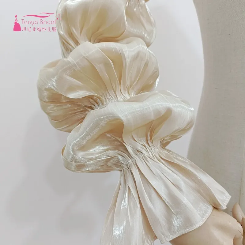 Light Champagne Wedding Detachable Puff Sleeves Wraps Up Down Elastic Evening Party Soft Bridal Accessories D1242