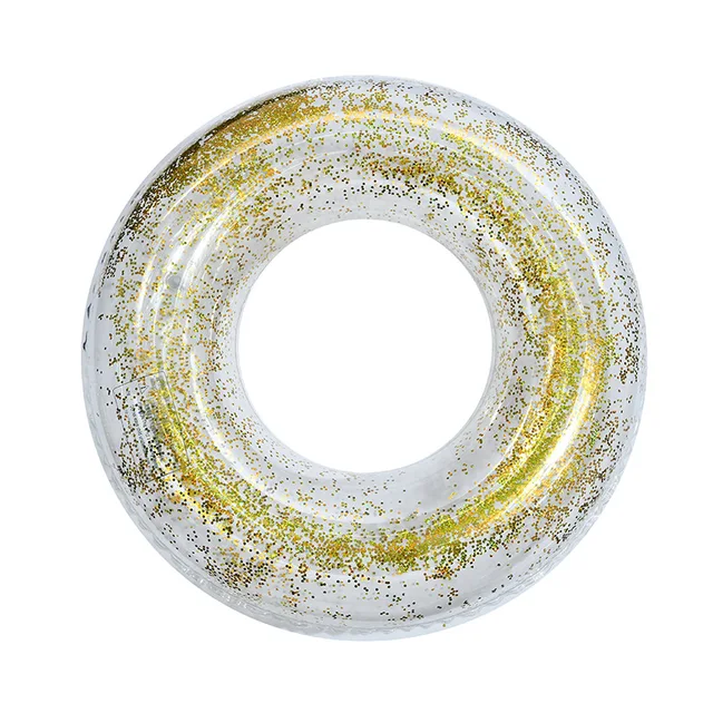 Inflatable Pool Float Tube Transparent Swimming Ring with Colorful Sparkling Glitters for Kids and Adults Random Color HA 4